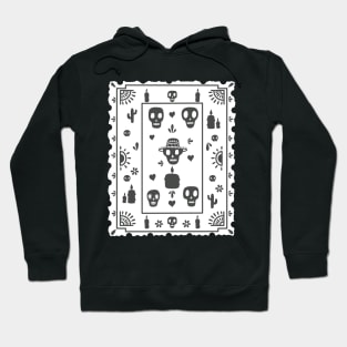 Papel Picado - black- skull - cactus- bone - candles - white - Dia De Los Muertos Hoodie